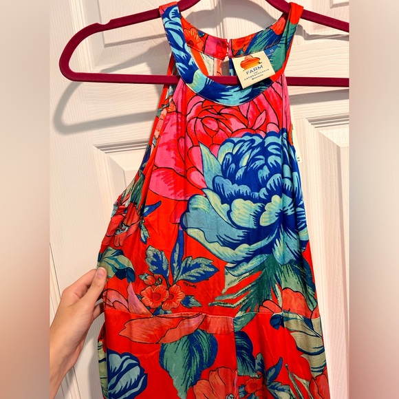 Farm Rio Red Floral Jumpsuit XS NWT - Picture 10 of 14